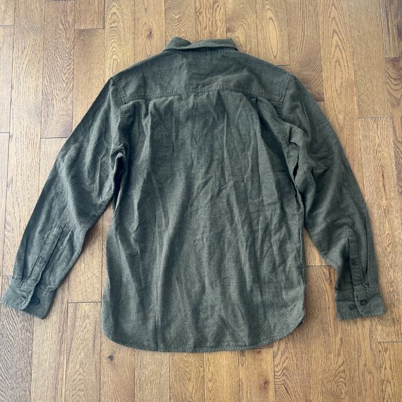 NWT Mutual Weave Dark Olive Flannel Button Up Shirt M | 100% Cotton Casual Top - Picture 7 of 7